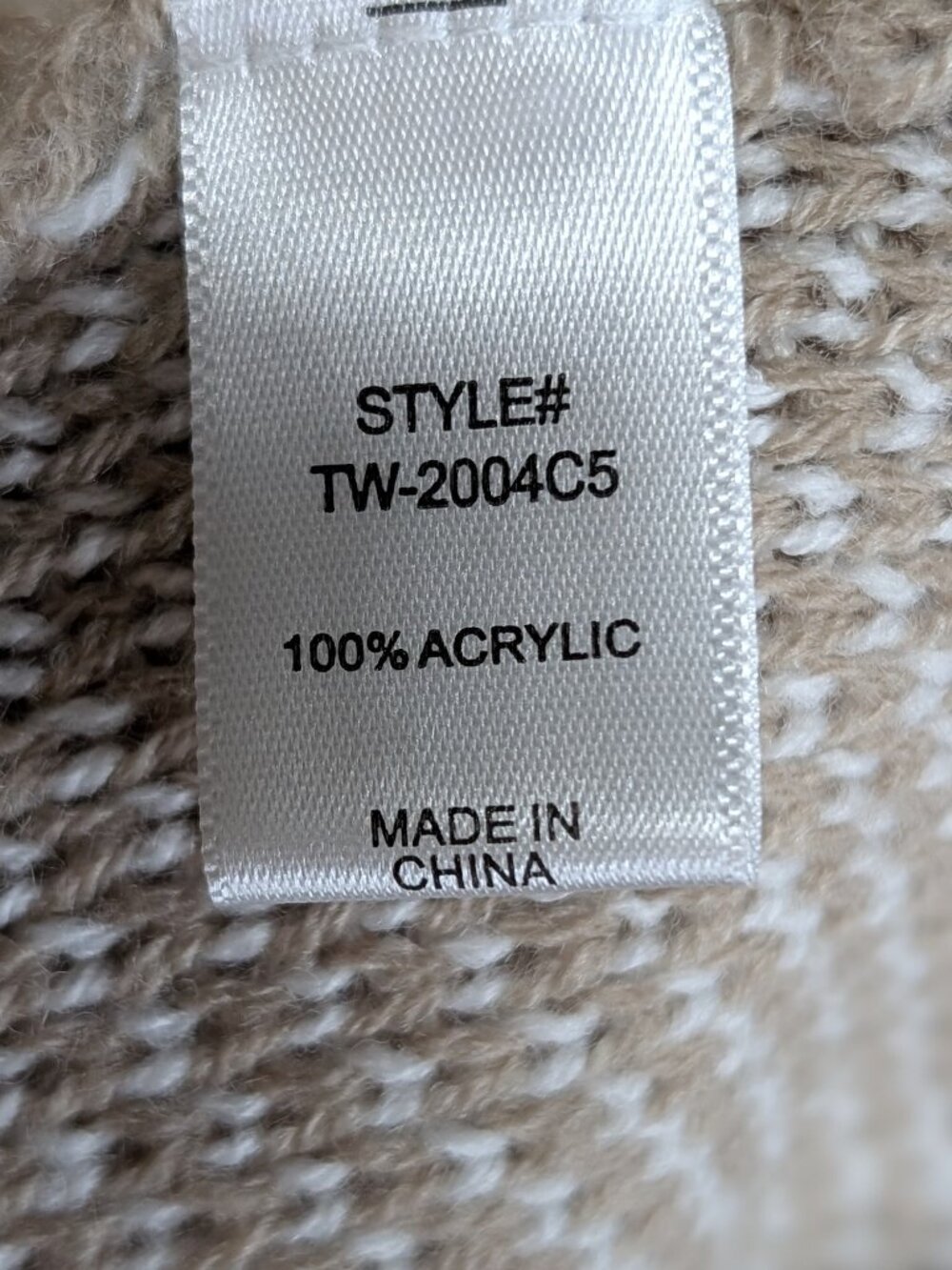 Zenana Taupe Sweater with White Star Motif Size XL - Picture 6 of 9